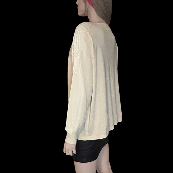 Bob Mackie Wearable Art Cardigan Sweater Sequins Scroll Detail Cotton Rayon - Picture 5 of 15